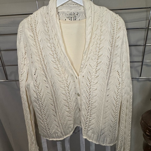 J. Jill Sweaters - J. Jill Shawl Collar Crochet Cardigan